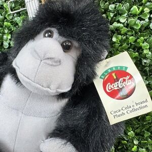 Vintage 1993 Coca-Cola Plush Gorilla Holding Coke Bottle Black Grey 9 inch Ape